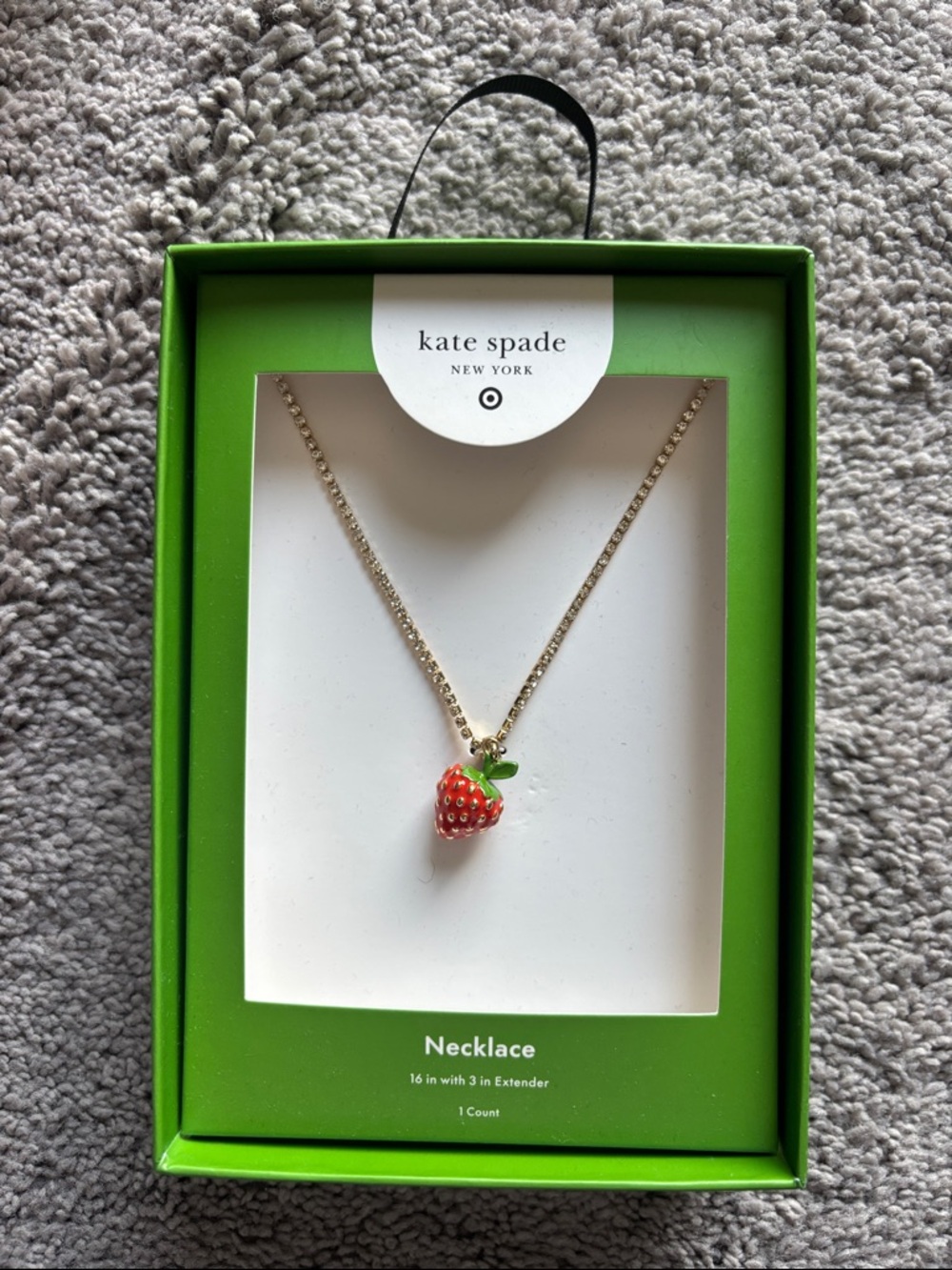 kate spade Gold Chain Necklace with Red Strawberry Charm